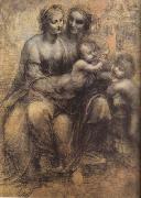 LEONARDO da Vinci Virgin and Child with St Anne and St John the Baptist (mk08) oil on canvas